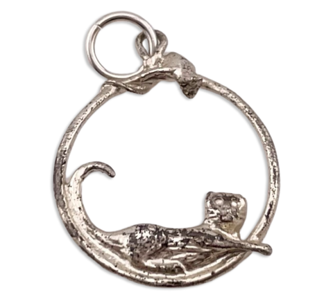 sterling silver cat & mouse pendant