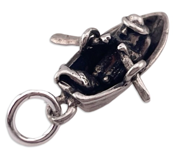 sterling silver Ella L. Cone fisherman row boat pendant
