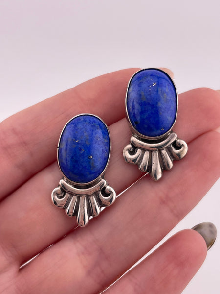 sterling silver lapis post earrings