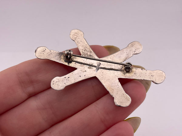 sterling silver six pointed brooch