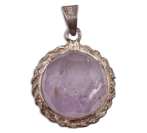 sterling silver faceted amethyst pendant