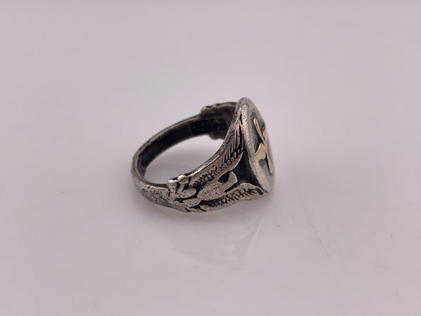 size 10.25 sterling silver & 14k gold eagle signet ring **AS IS**