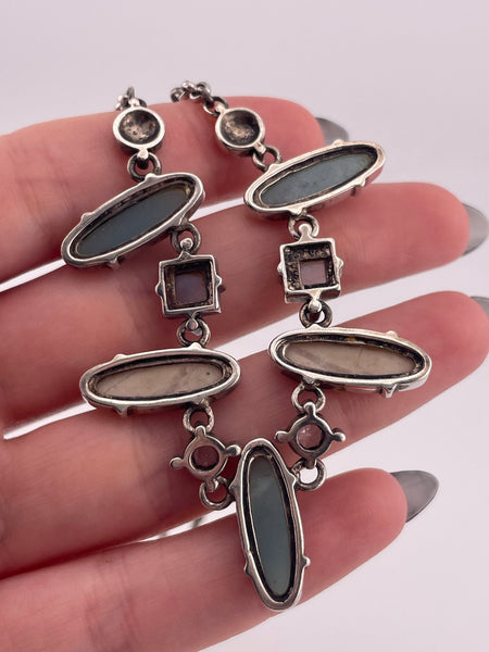 sterling silver 16-1/2" aventurine jasper lace agate topaz necklace