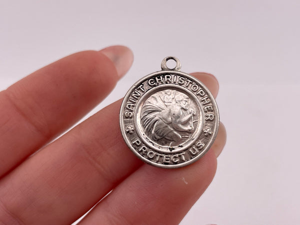 sterling silver Saint Christopher religious protection pendant