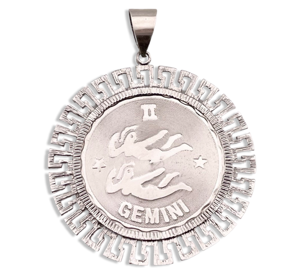 sterling silver large Gemini zodiac sign pendant