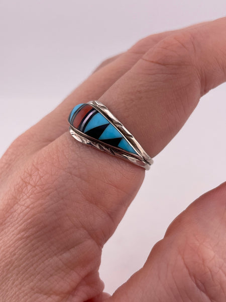 size 9.5 sterling silver multi-stone inlay ring