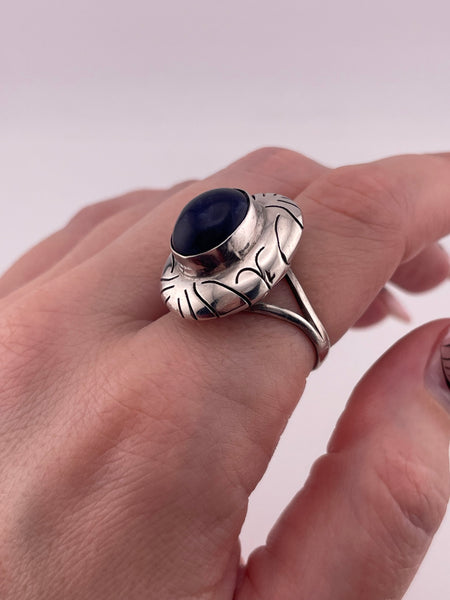 size 8 sterling silver Mexican sodalite cut-out ring
