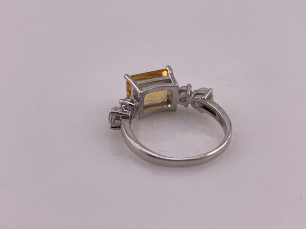 size 9.25 sterling silver rhodium plated citrine spinel ring