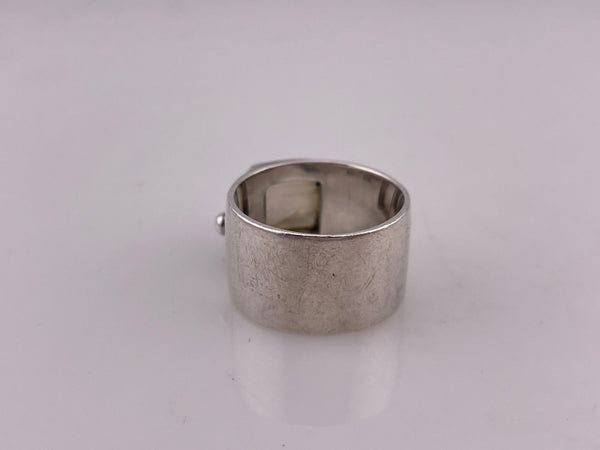 size 8.25 sterling silver rainbow moonstone wide band ring