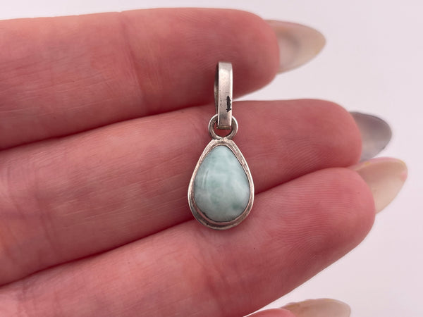 sterling silver small pear shape larimar pendant
