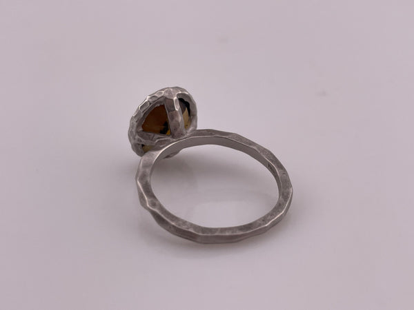 size 10 sterling silver faceted stone matte finish ring
