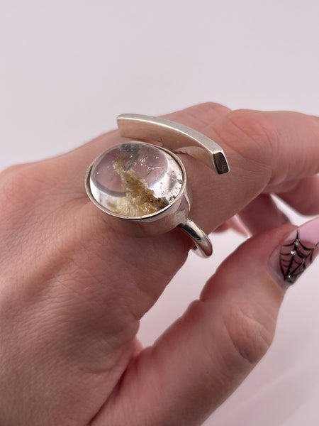 size 10.5 sterling silver artisan golden rod rutilated quartz ring