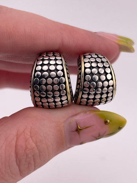 rhodium plated sterling silver & gold wash stoneless dot post earrings