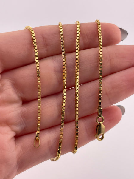 sterling silver 22" gold plated box chain necklace