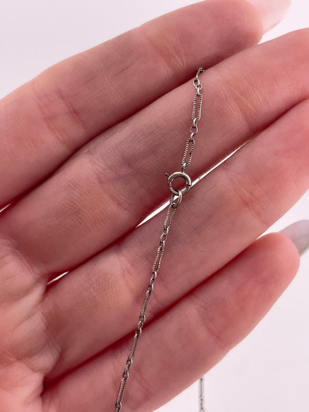 sterling silver chain 18-1/4" rhinestone necklace