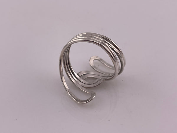 size 10.25 sterling silver hammered stoneless bypass ring
