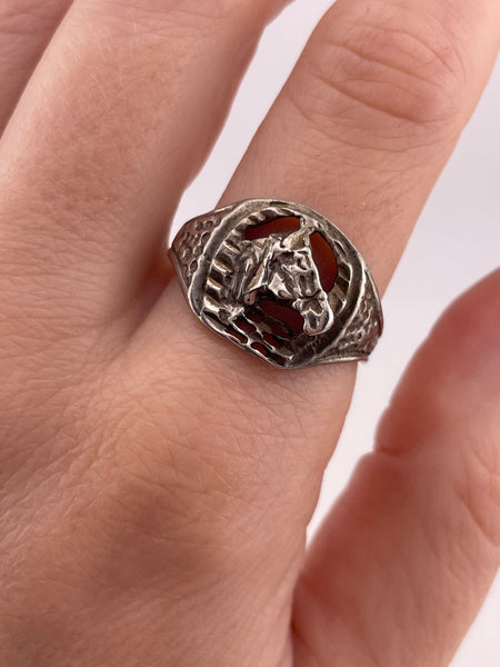 size 11.25 sterling silver horse ring