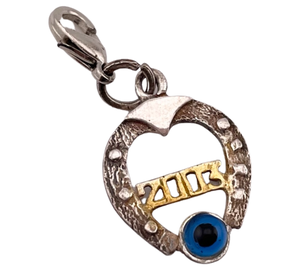 sterling silver 2003 horseshoe glass eye good luck pendant