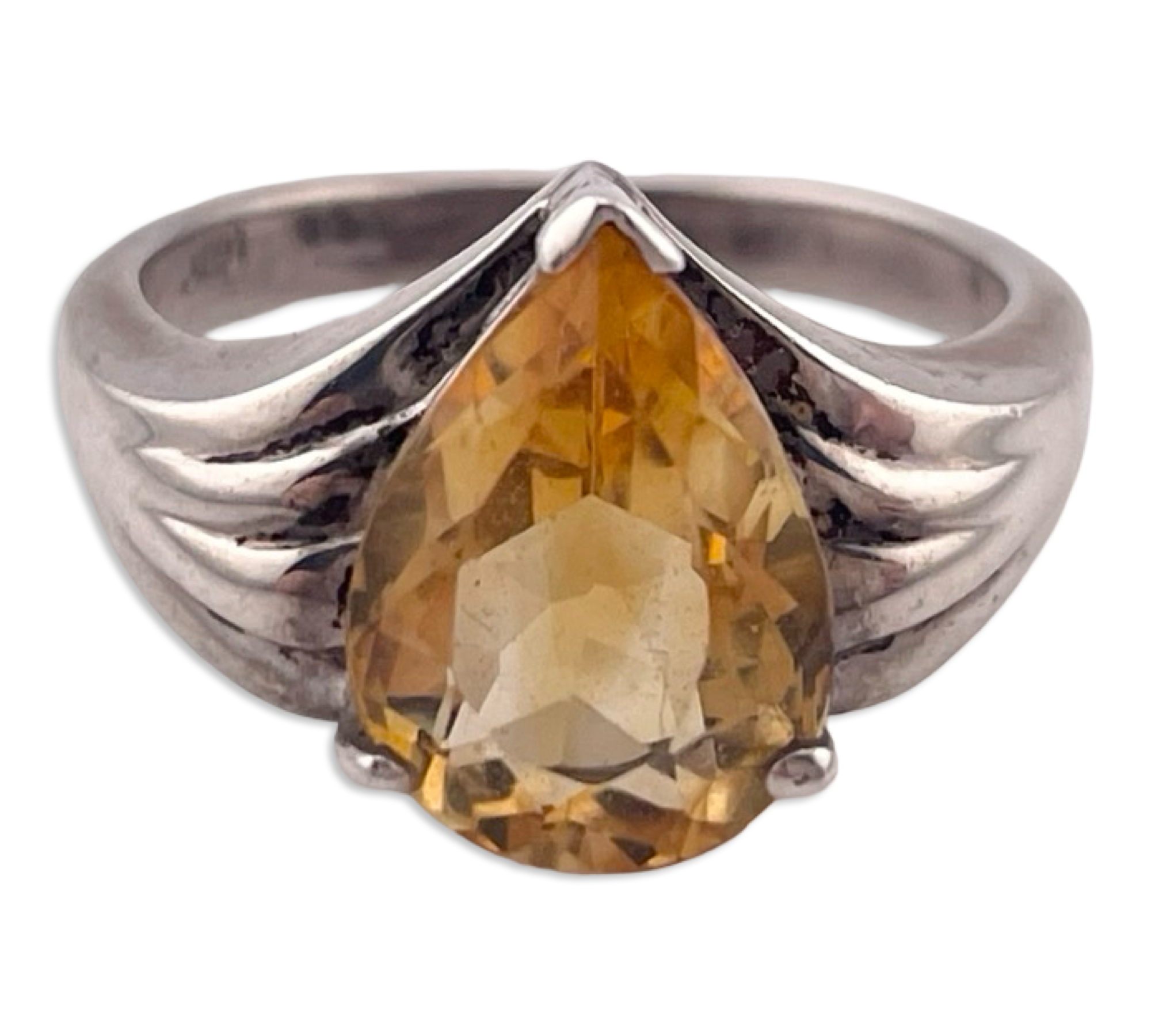 size 7 sterling silver faceted citrine ring