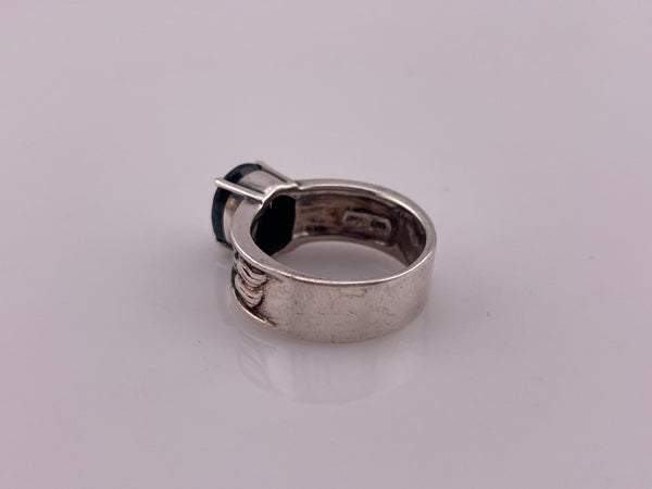 size 7 sterling silver faceted lab sapphire ring