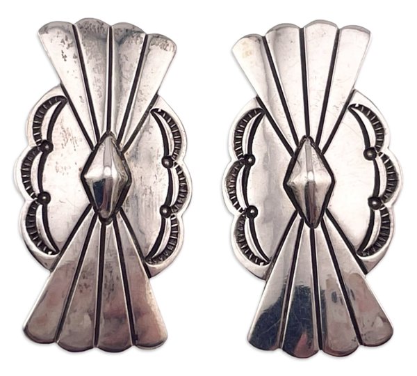 sterling silver Navajo Larry Sandoval concho clip on earrings