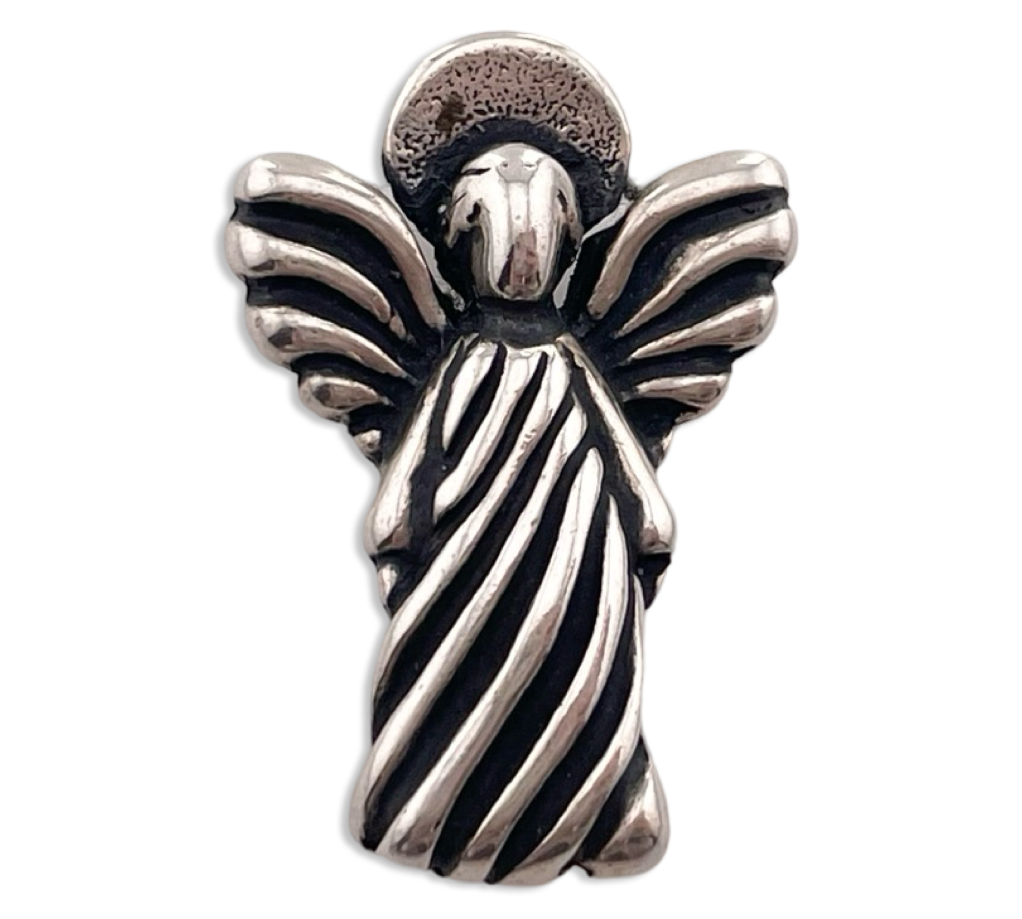 sterling silver 3D textured angel pendant