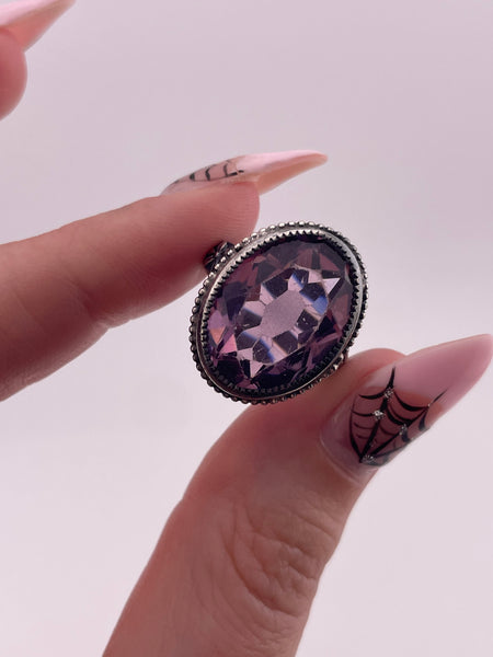 size 4 sterling silver faceted purple glass ring **AS IS**