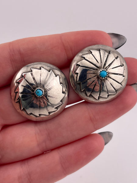 sterling silver domed turquoise concho post earrings