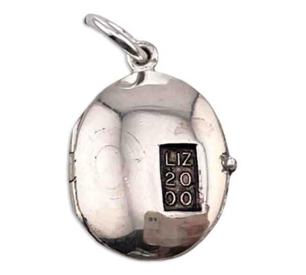 sterling silver rhodium plated 'Liz 2000' oval locket pendant