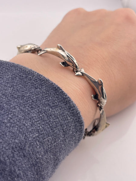 sterling silver 7" Kabana dolphin link bracelet