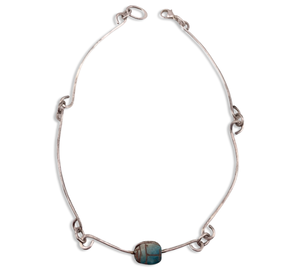 sterling silver curved bar scarab necklace