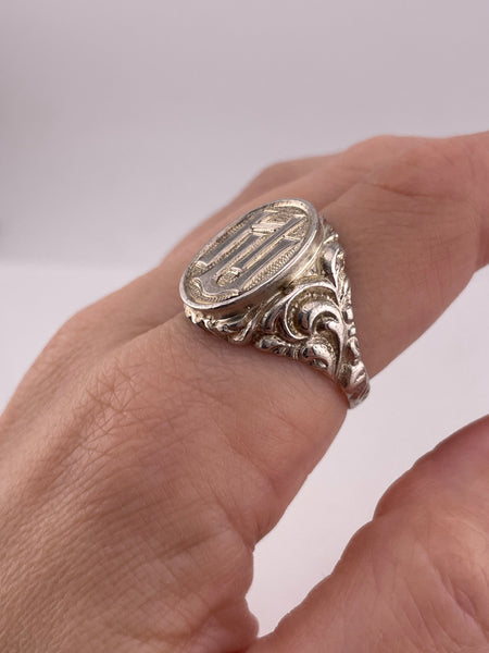 size 10.25 900 silver 'HU' signet ring