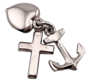 sterling silver heart cross anchor hope faith charity pendant