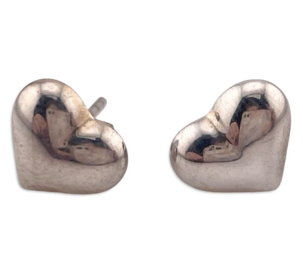 sterling silver small puffy heart post earrings
