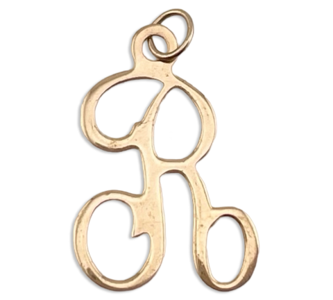 14k yellow gold 'R' letter initial pendant