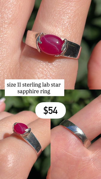 RESERVED PRIVATE LISTING -- sterling silver lab star sapphire ring A2