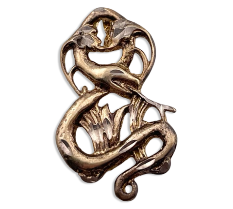 sterling silver gold wash snake serpent pendant