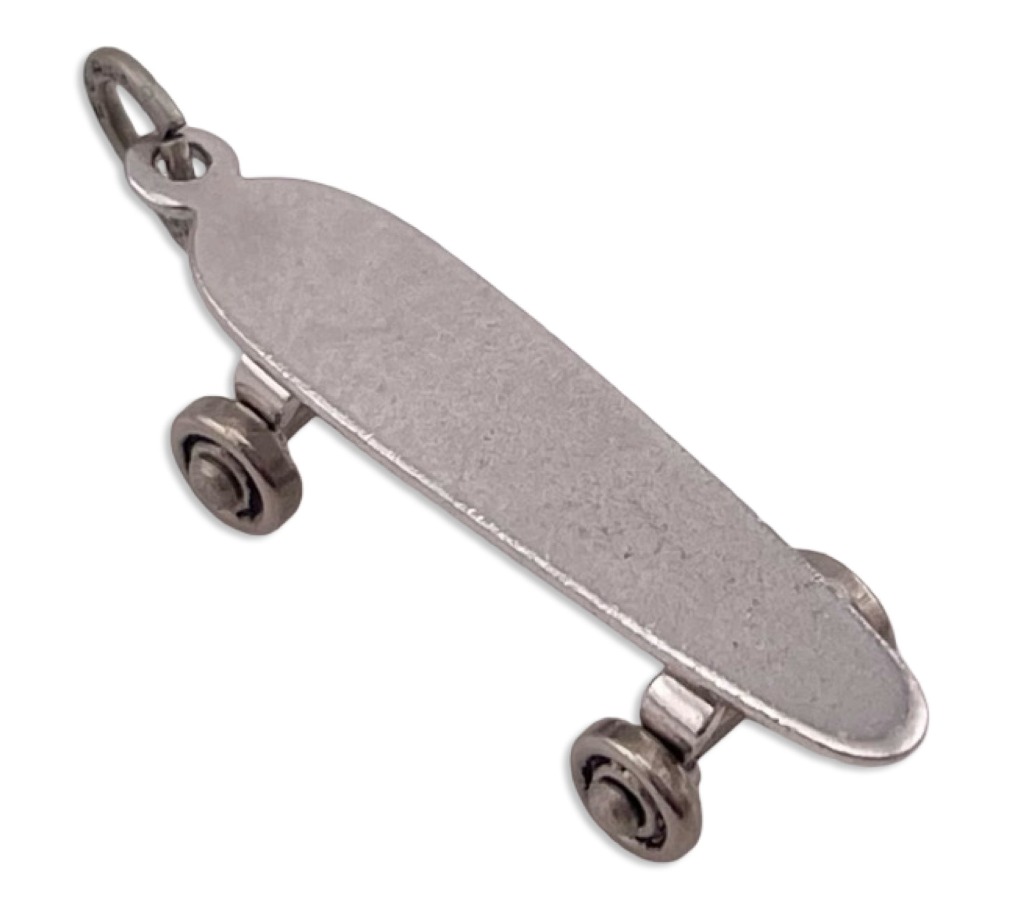 sterling silver rhodium plated skateboard pendant