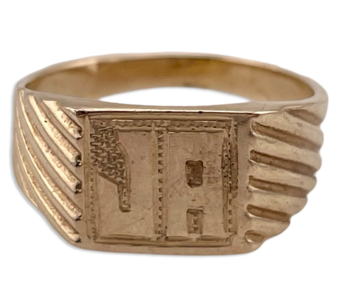 size 7 14k yellow gold 'JA' initials signet ring