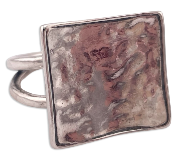 size 8.75 sterling silver Silpada stoneless hammered square ring