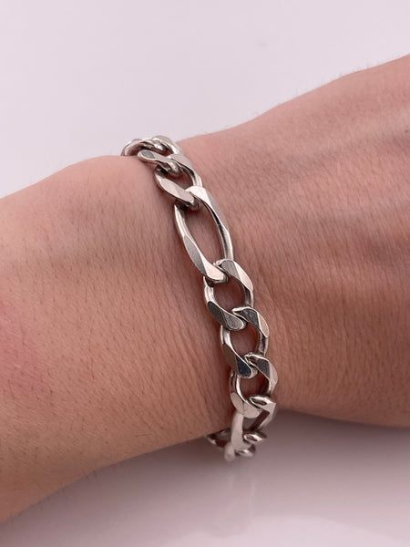 sterling silver 8-3/4" figaro chain link bracelet