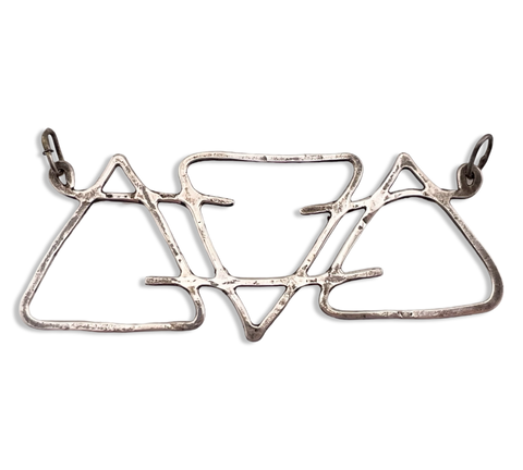 sterling silver large artisan triangles pendant