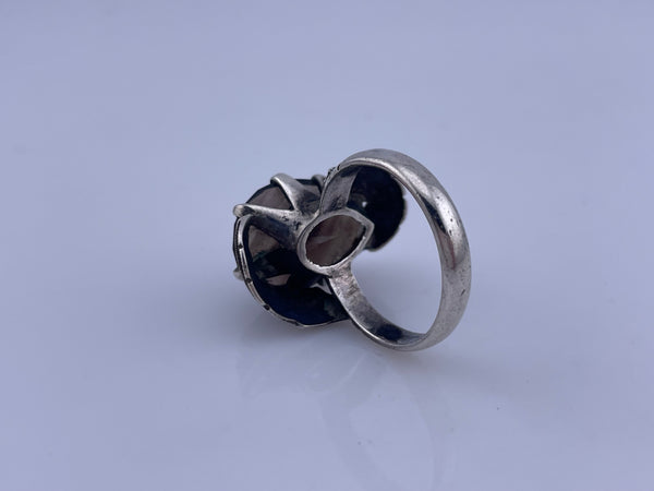 size 8 sterling silver faceted smoky quartz ring