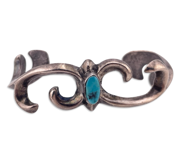 sterling silver turquoise sand cast cuff bracelet