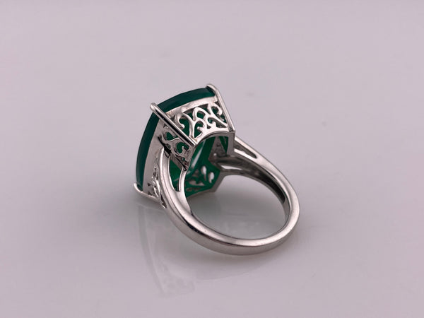 size 7 sterling silver faceted green onyx ring