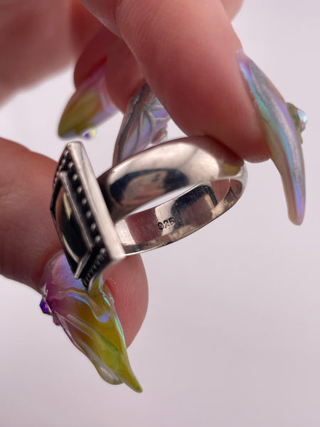 size 7.5 sterling silver gold plated square ring