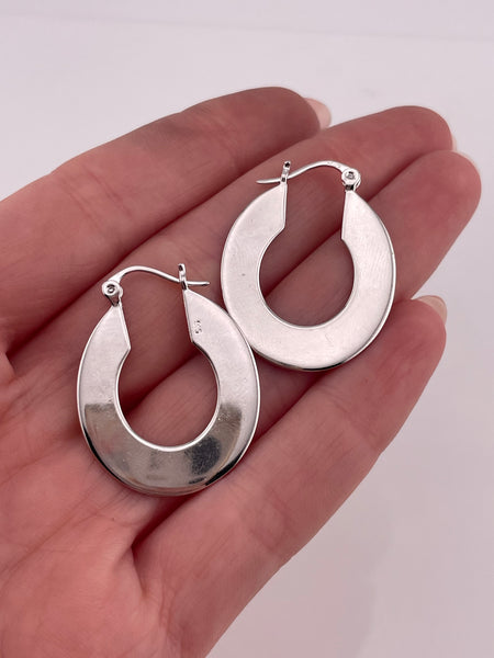 sterling silver flat hoop earrings