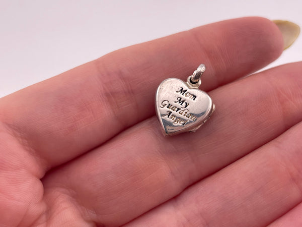 sterling silver small angel heart locket pendant