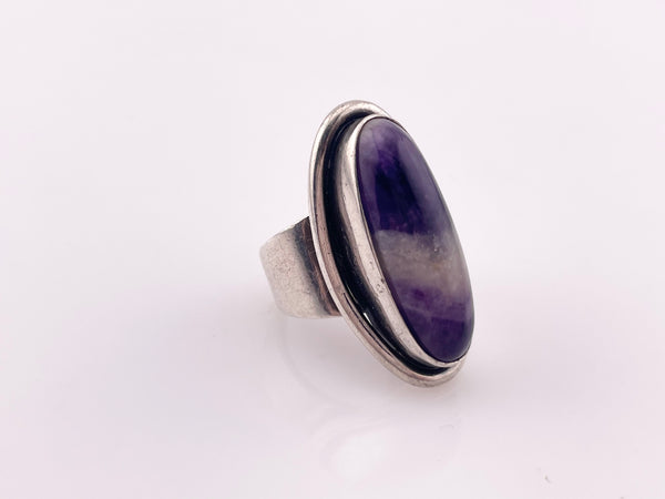 size 4.5 sterling silver Erik Granit amethyst modernist artisan ring
