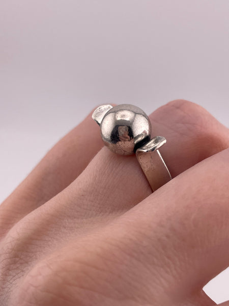 size 6 sterling silver stoneless ball adjustable band ring